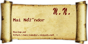 Mai Nándor névjegykártya